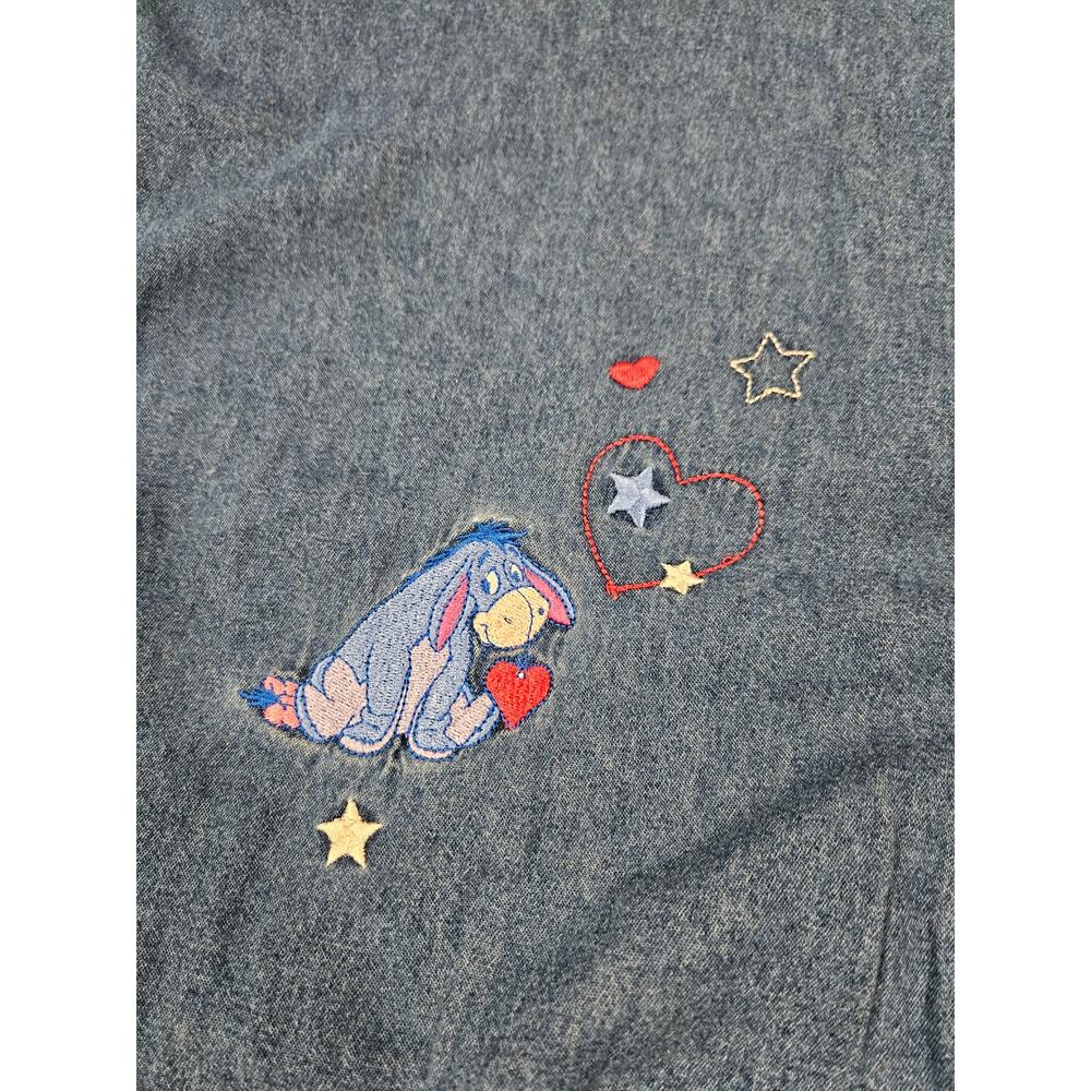 Vintage Disney Eeyore Embroidered Denim Shirt Pearl Snap Buttons 22 22w 24 24w - Picture 4 of 7